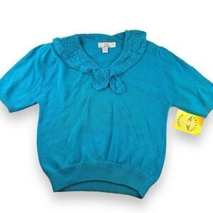 Vintage American Weekend Sweater Women's Size Large‎ 80s Deadstock Crochet Knit